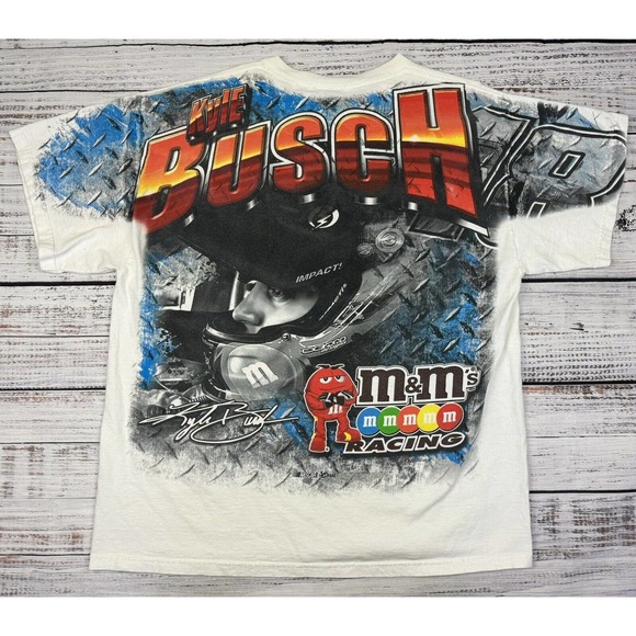 Vtg Kyle Busch m&m’s Racing All Over Print T Shirt NASCAR Chase Authentics XL - Picture 3 of 4
